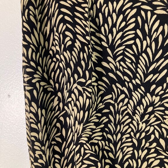 Womens Vintage Ann Taylor Silk Maxi Skirt Leaf Pattern Black Tan Lined 6 Silk Po - Picture 5 of 9